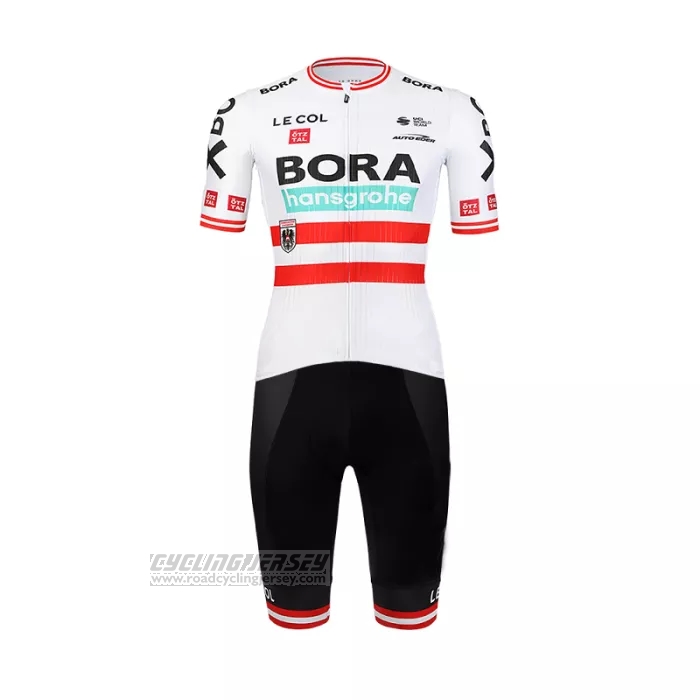 2022 Cycling Jersey Bora-Hansgrone Red White Short Sleeve and Bib Short